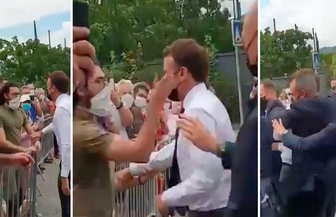 France : Emmanuel Macron sérieusement  giflé lors d'un déplacement dans la Drôme